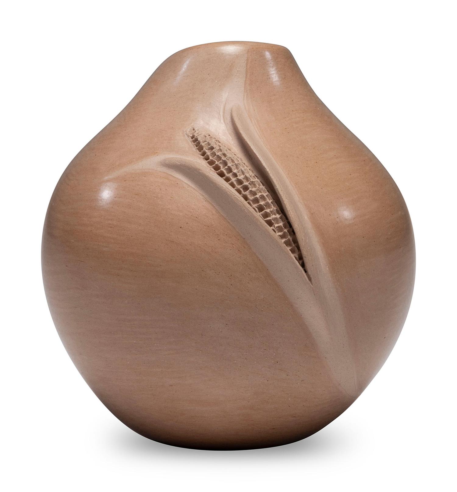 Buff Pottery Jar, with Corn