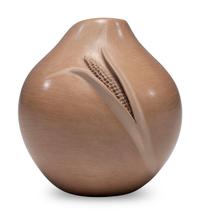Buff Pottery Jar, with Corn
