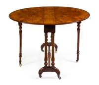 A Victorian Burled Walnut Drop-Leaf Table