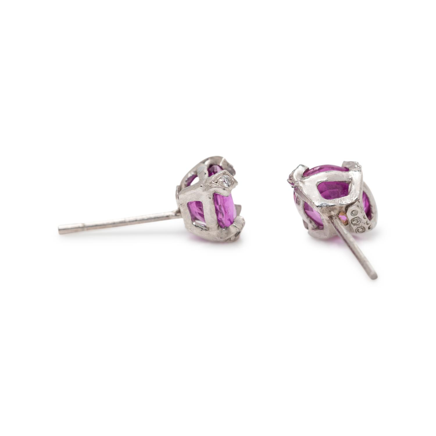 CATHY WATERMAN, PINK SAPPHIRE AND DIAMOND EARRINGS