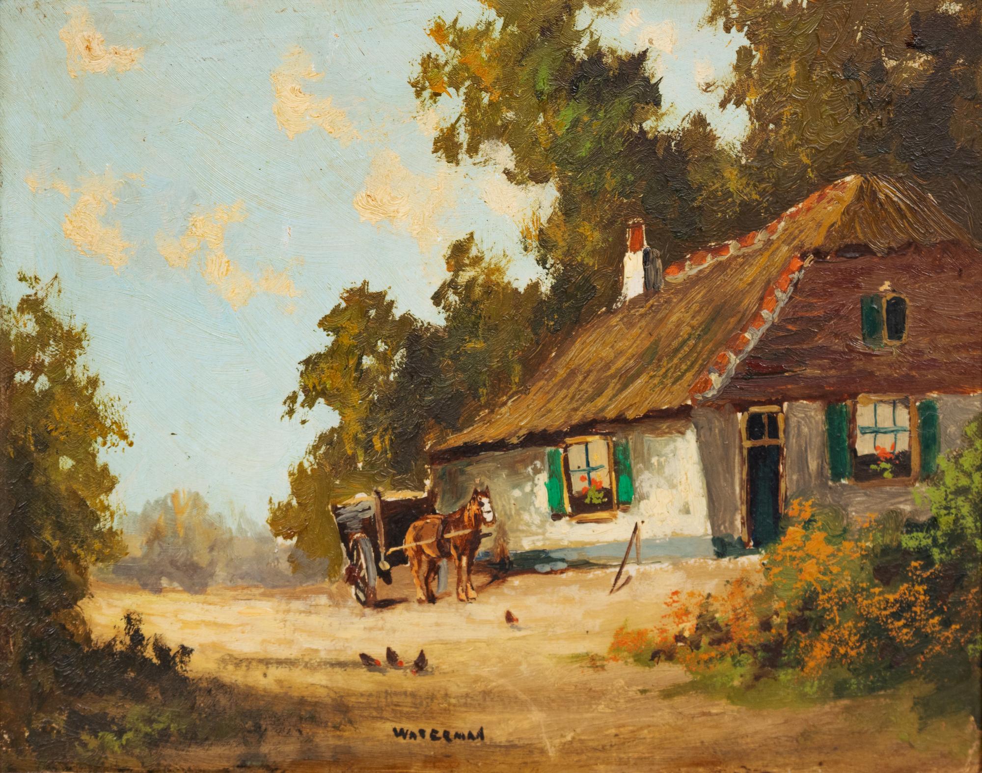Waterman, (English, 19th/20th Century), Thatched Cottage and Horse an Cart