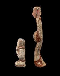 Two Chinese Painted Pottery Figures of Attendants
