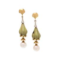 RICHARD KIMBALL, JASPER AND CULTURED PEARL EARRINGS