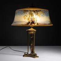 Reverse-painted Exeter lamp, c. 1915 Pairpoint Glass Company, USA