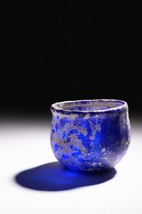 A Roman Blue Glass Ribbed Bowl
