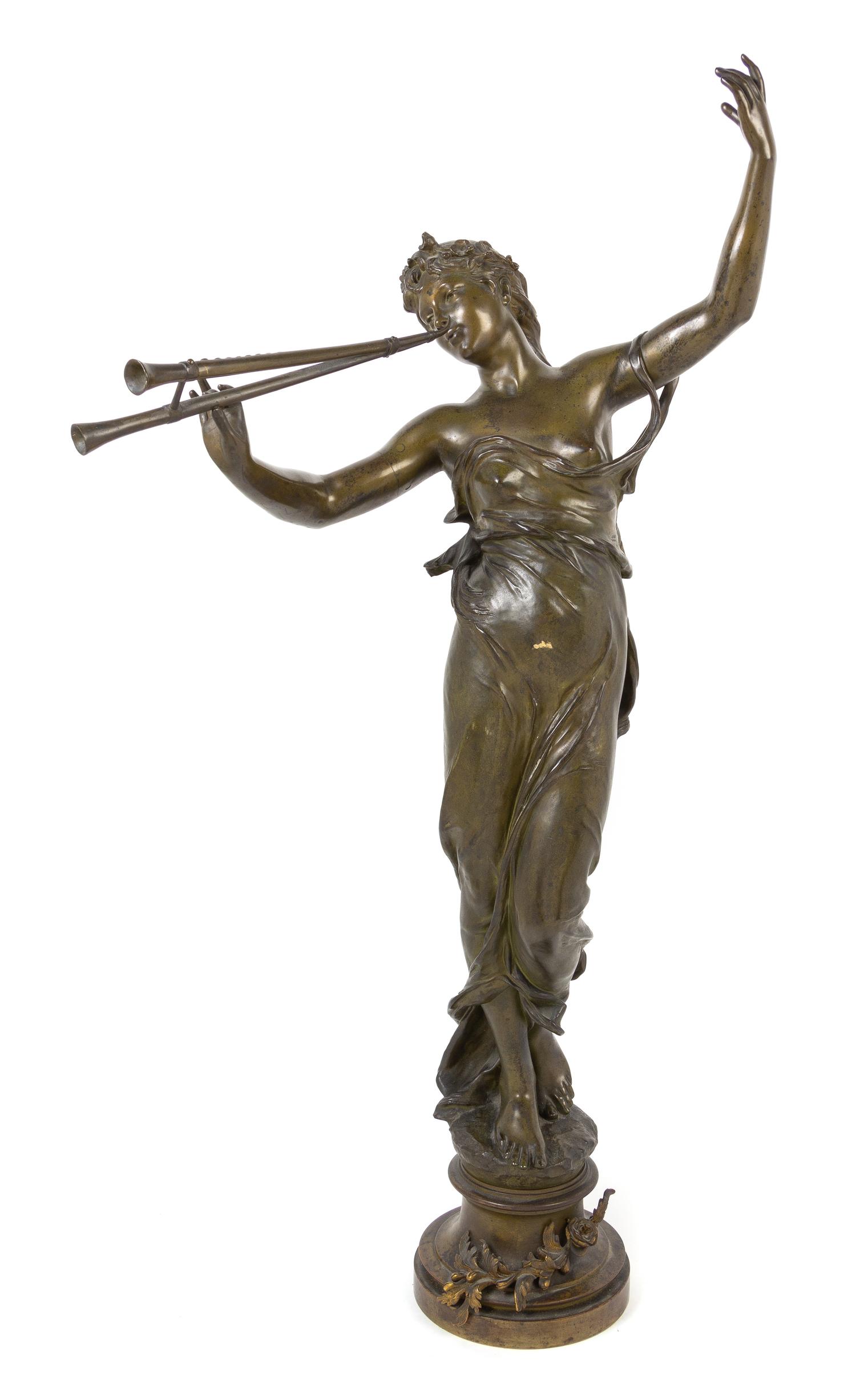 Eugene Marioton, (French, 1853-1933), Femme jouant de la double flute