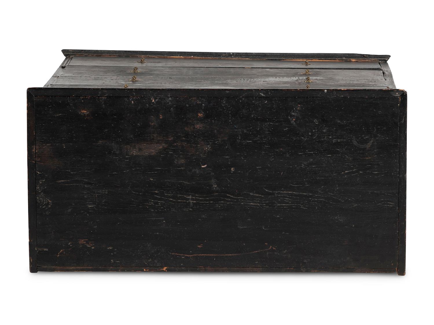 A William and Mary Black Painted Maple and Pine Chest of Drawers