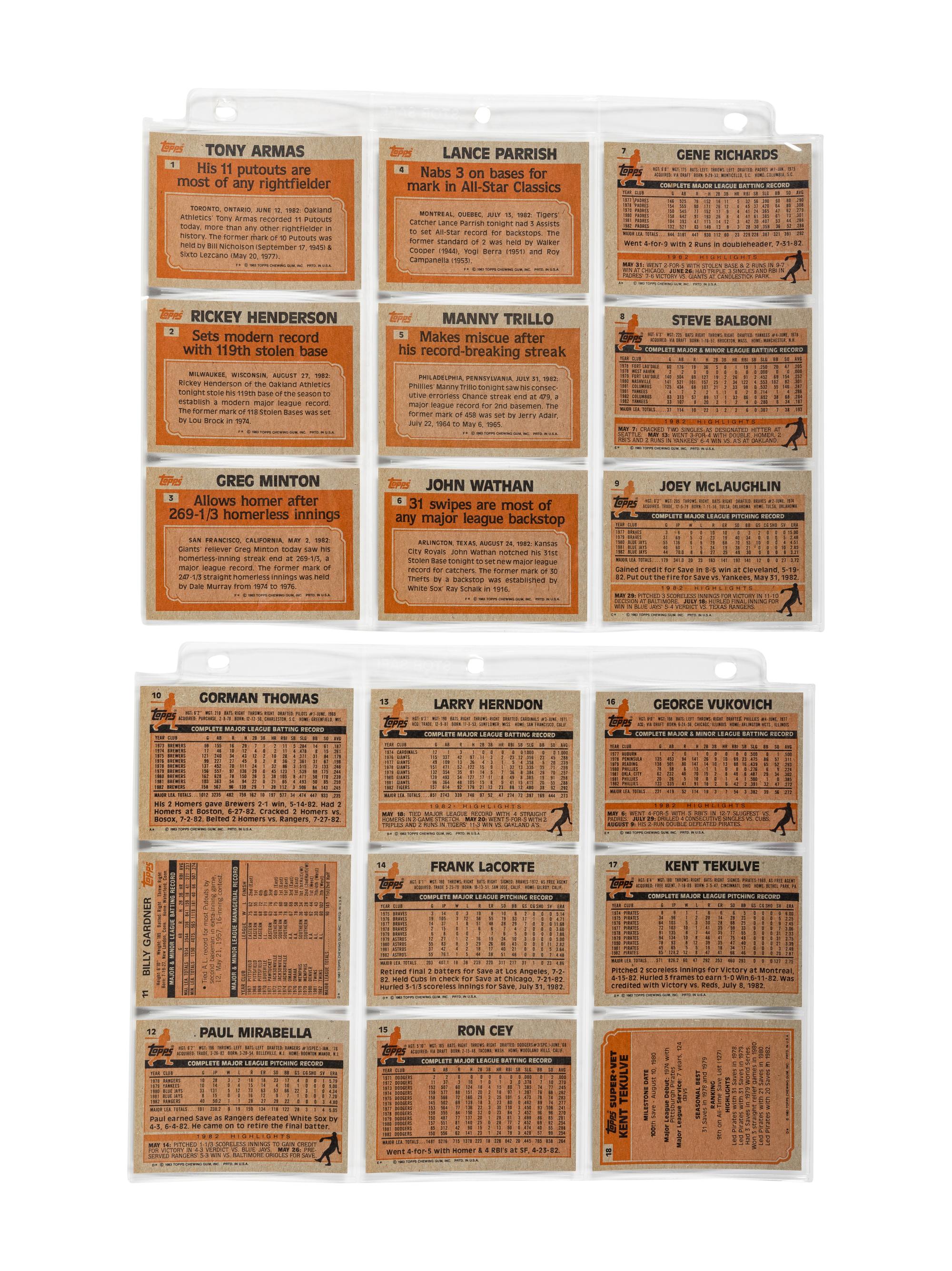 A Group of 1980, 1982 and 1983 Complete Sets of Topps Baseball Cards,
