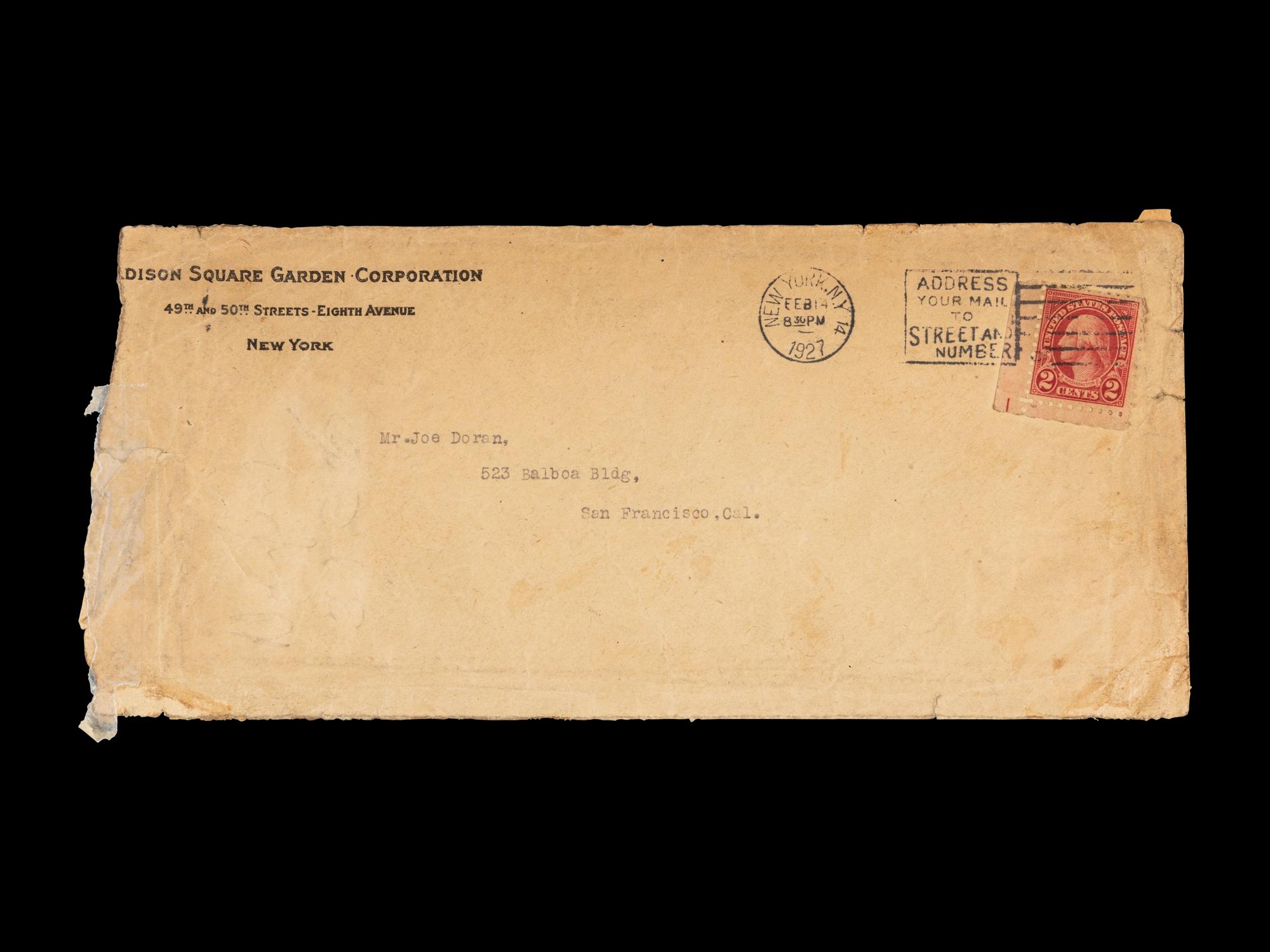 A Rare Jess McMahon Signed Autograph Letter on Madison Square Garden Stationery (WWE McMahon Family)