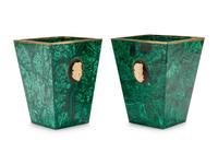 A Pair of Malachite Veneered Jardinières