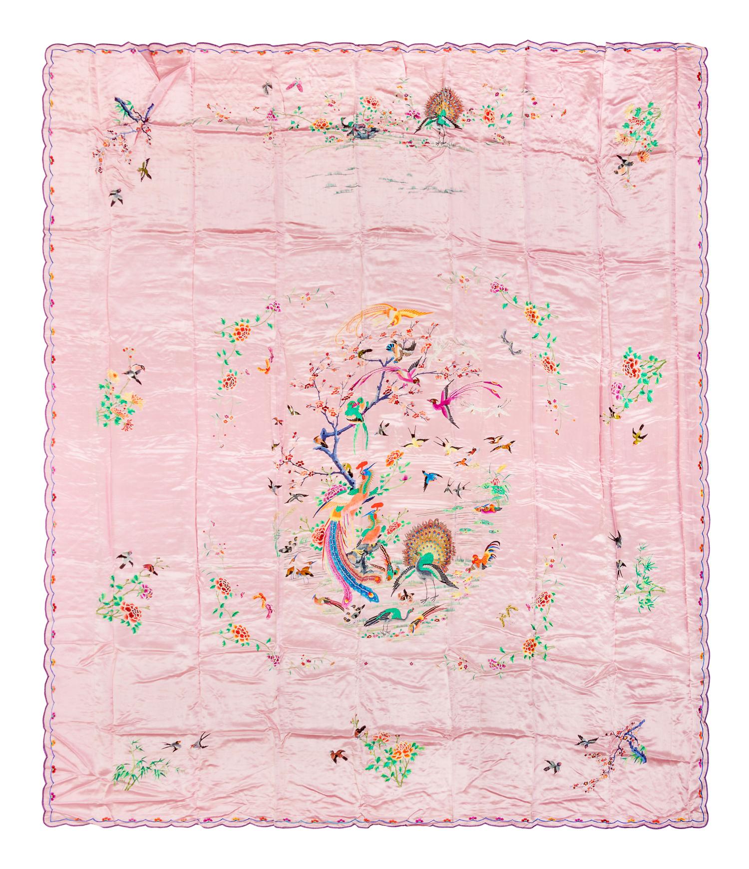 Six Chinese Embroidered Silk Panels