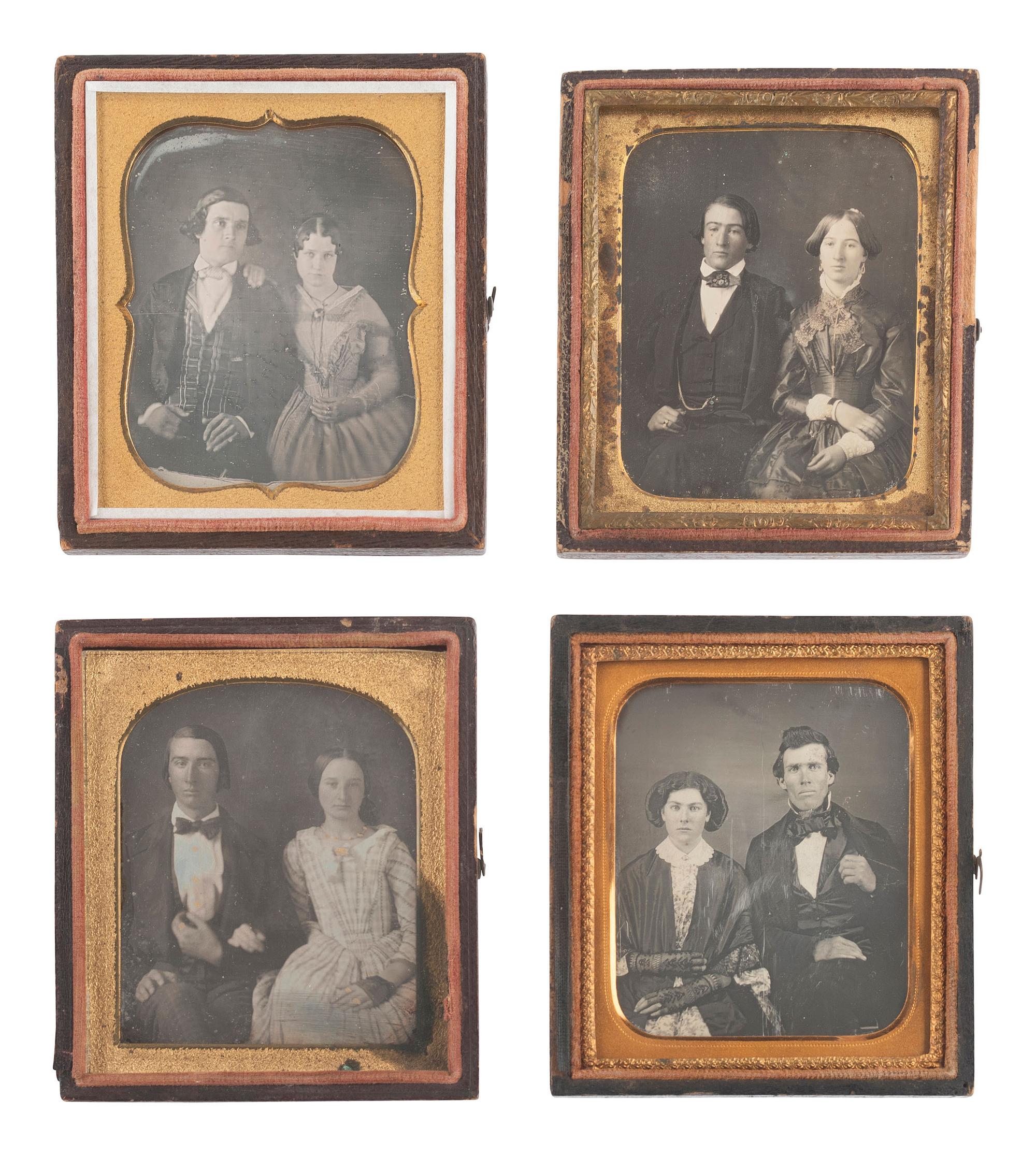 [EARLY PHOTOGRAPHY]. 19 sixth plate daguerreotypes of couples.