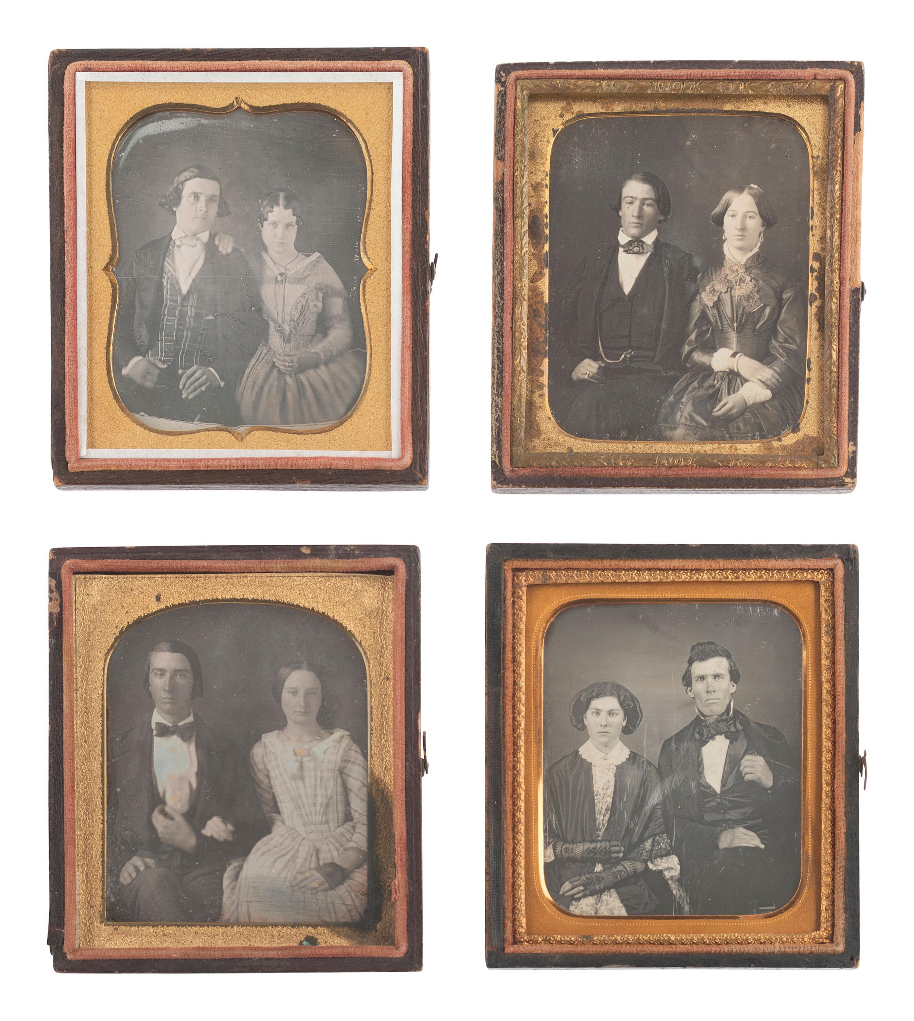 [EARLY PHOTOGRAPHY]. 19 sixth plate daguerreotypes of couples.