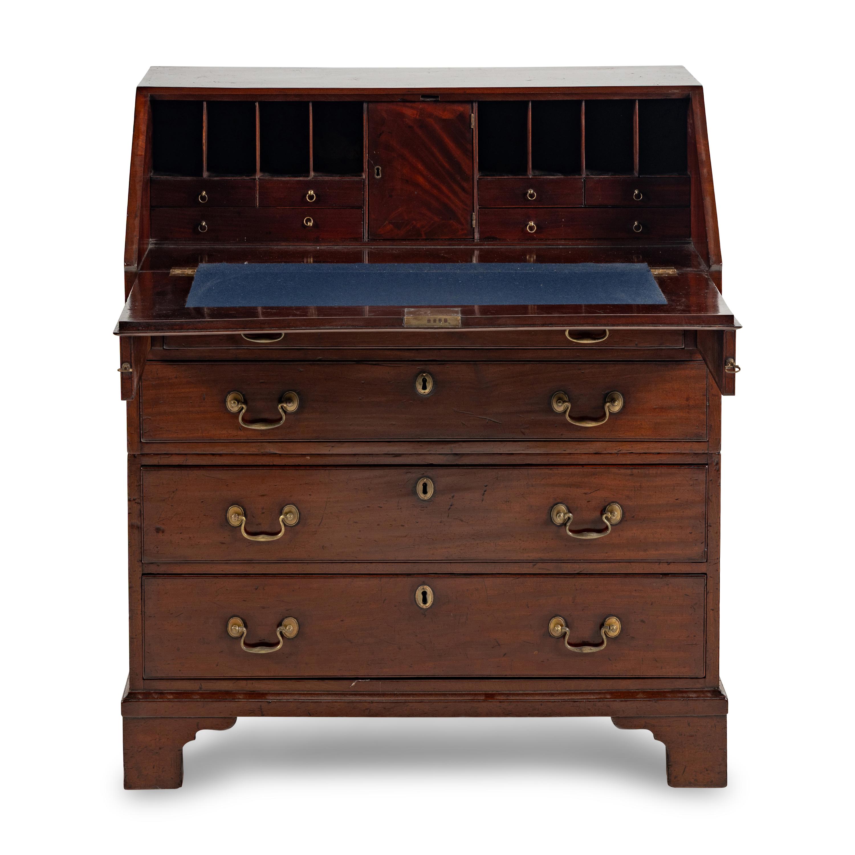 A George III Mahogany Slant-Front Bureau