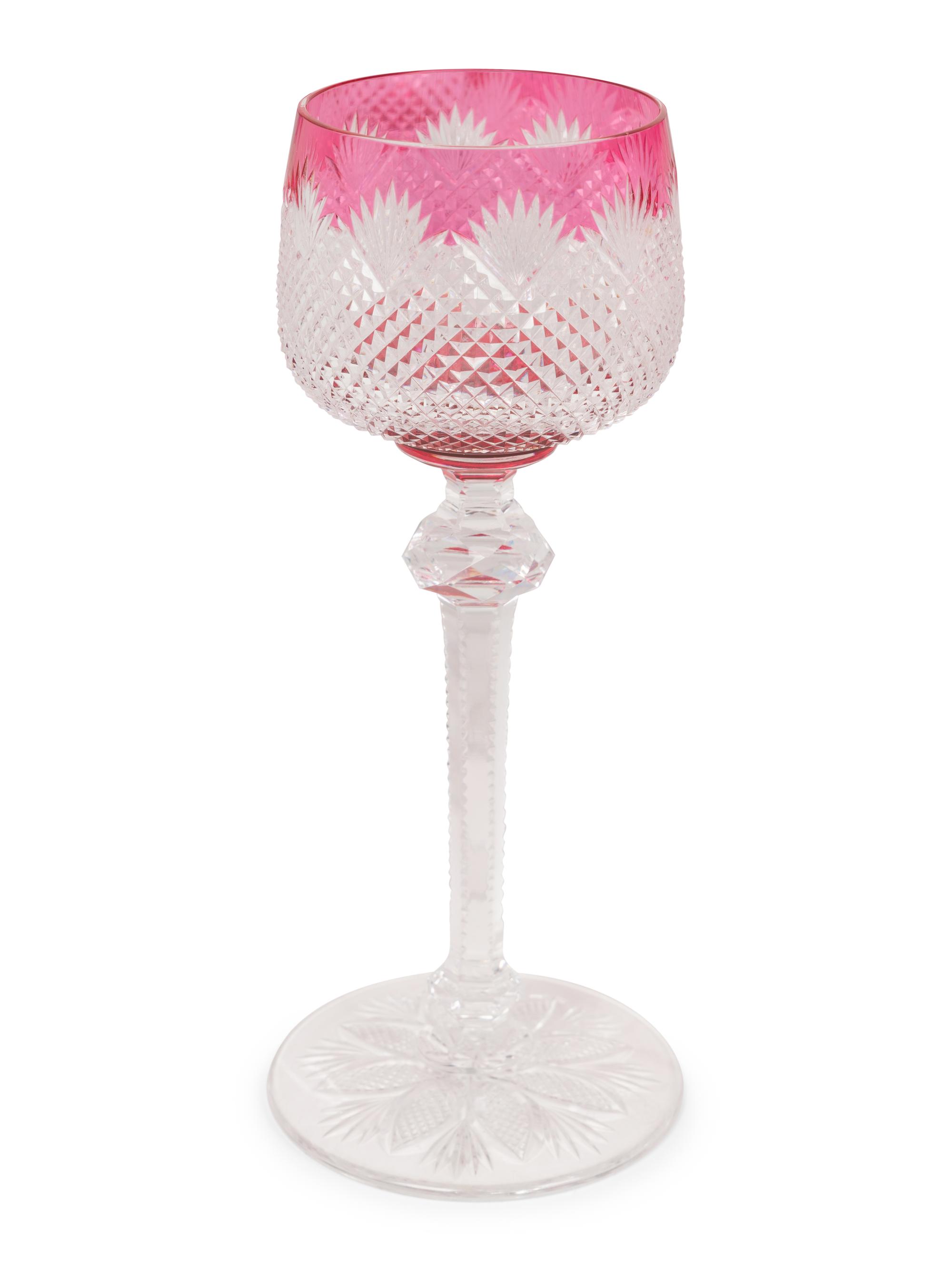 Twenty-Two Baccarat Nonancourt Cranberry Cut-to-Clear Hock Glasses