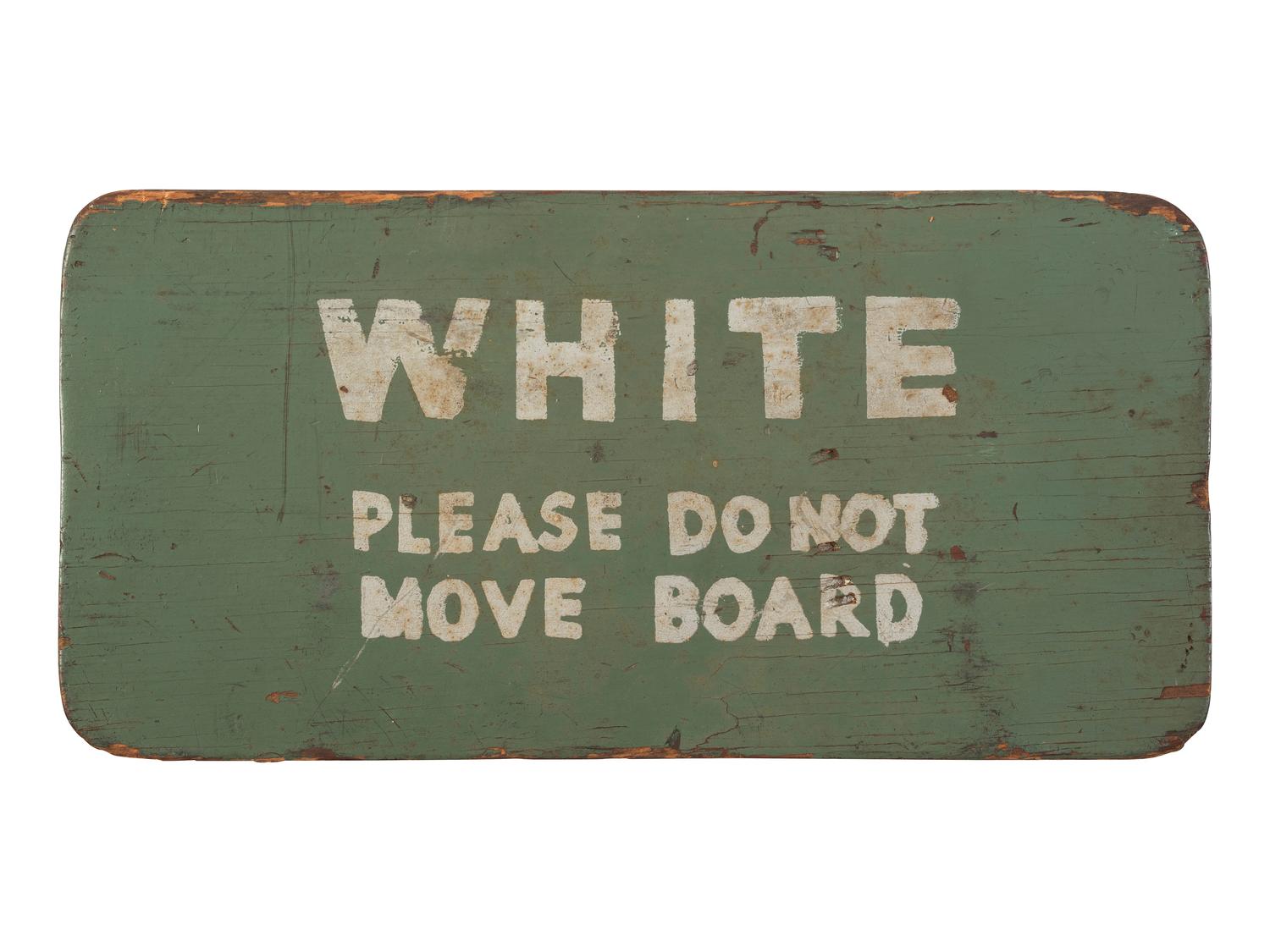[CIVIL RIGHTS -- SEGREGATION]. Montgomery bus sign, "Colored / Please Do Not Move Board." [Montgomery, AL], [1949].