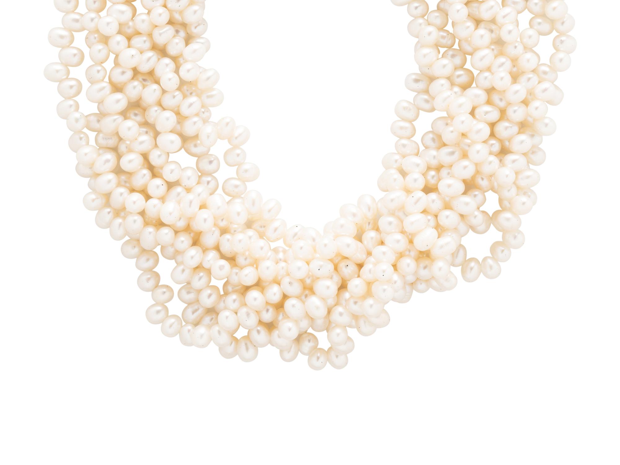 YELLOW GOLD AND CULTURED PEARL TORSADE NECKLACE