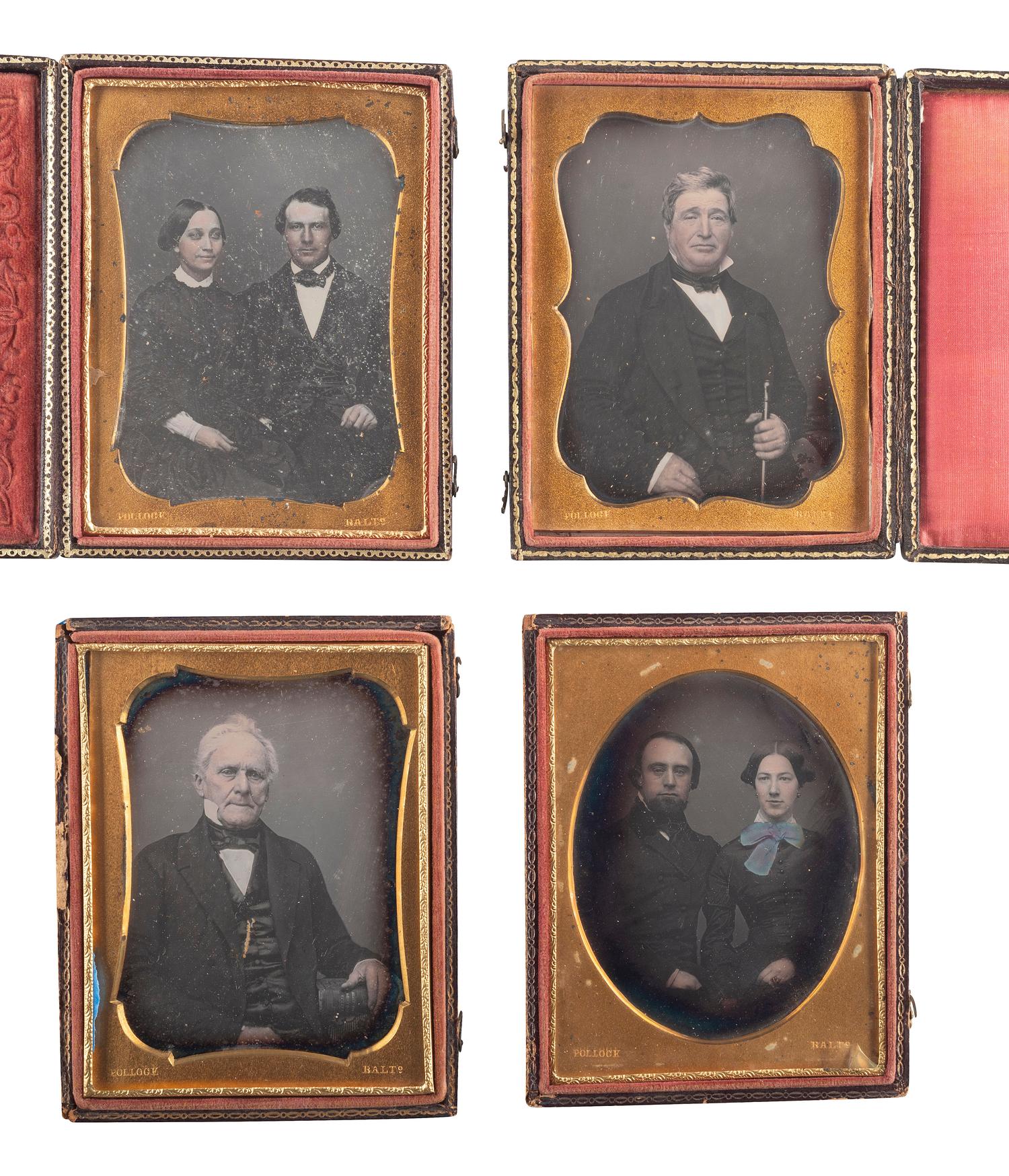 [EARLY PHOTOGRAPHY]. A group of 14 daguerreotypes by Pollock of Baltimore, MD, including: