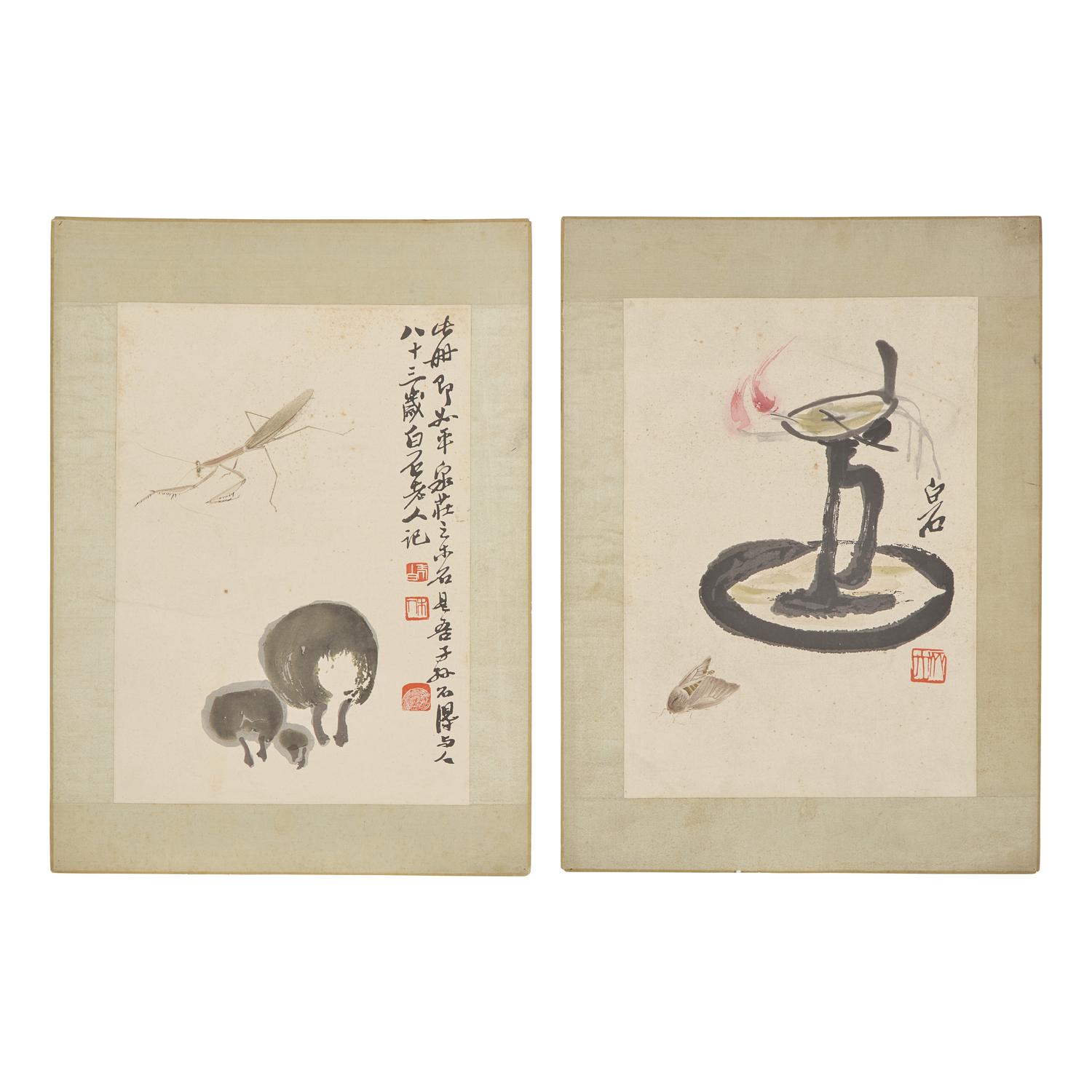 Two Qi Biashi Prints (Chinese, 1864-1957) 齊白石（1864-1957）木版水印兩幅