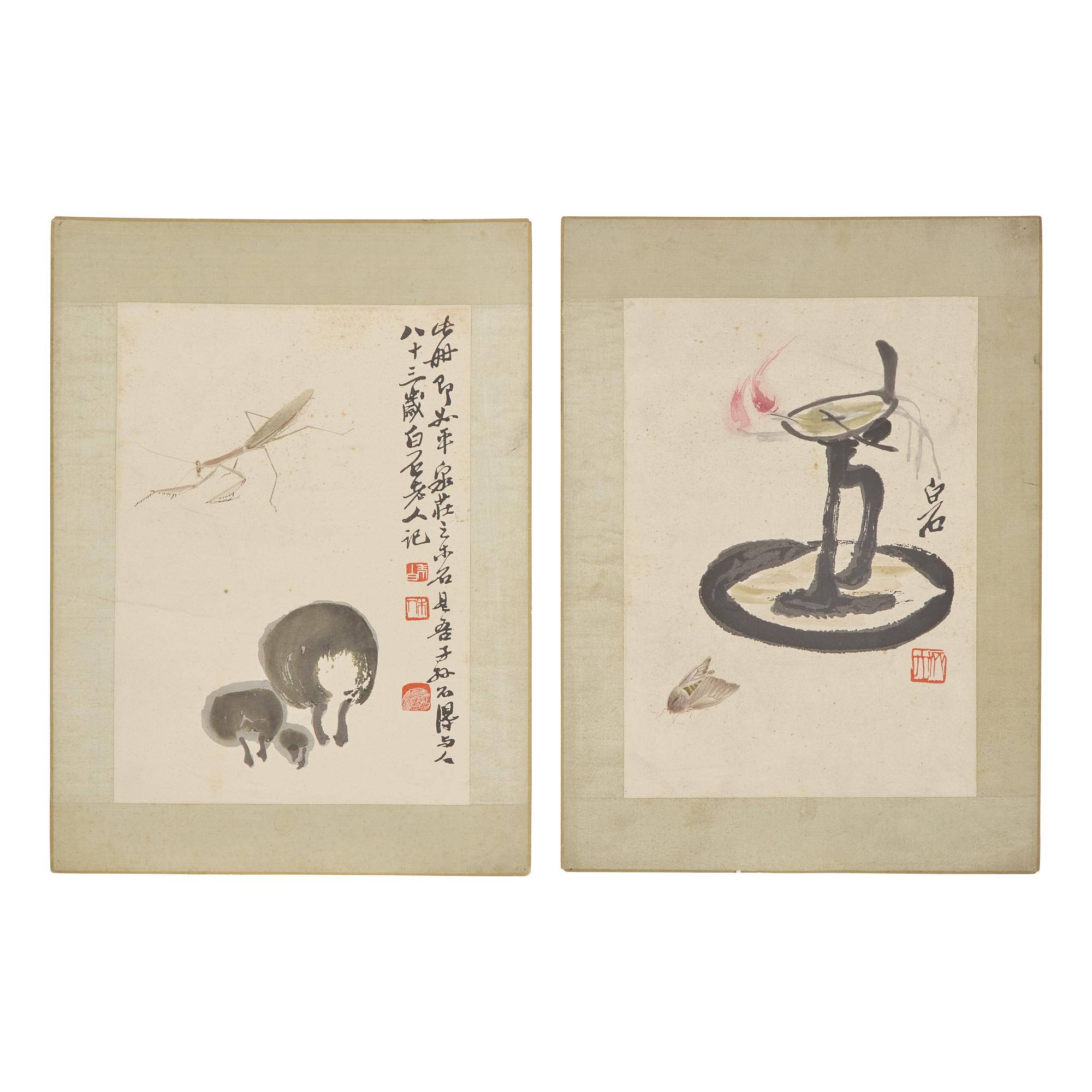 Two Qi Biashi Prints (Chinese, 1864-1957) 齊白石（1864-1957）木版水印兩幅