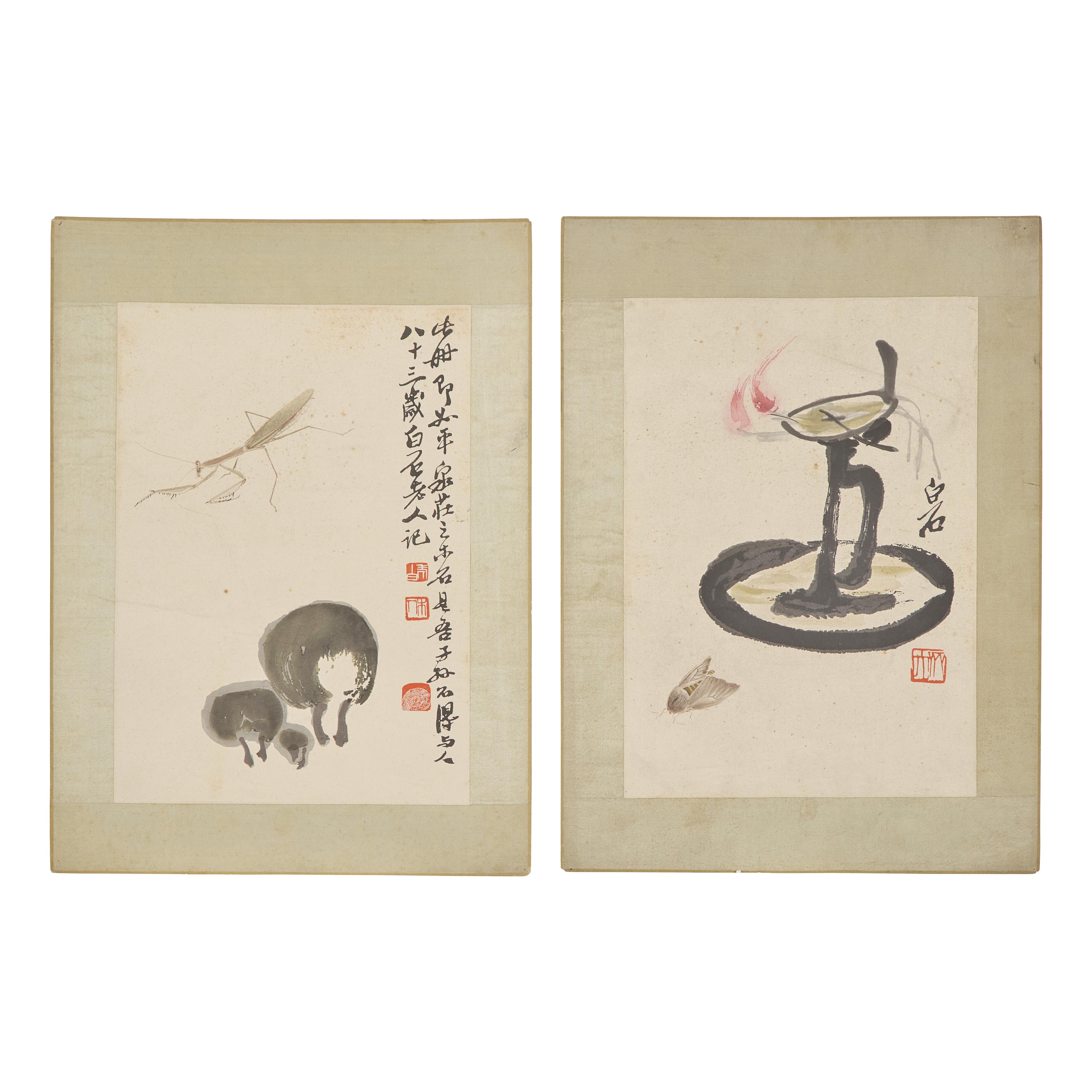 Two Qi Biashi Prints (Chinese, 1864-1957) 齊白石（1864-1957）木版水印兩幅