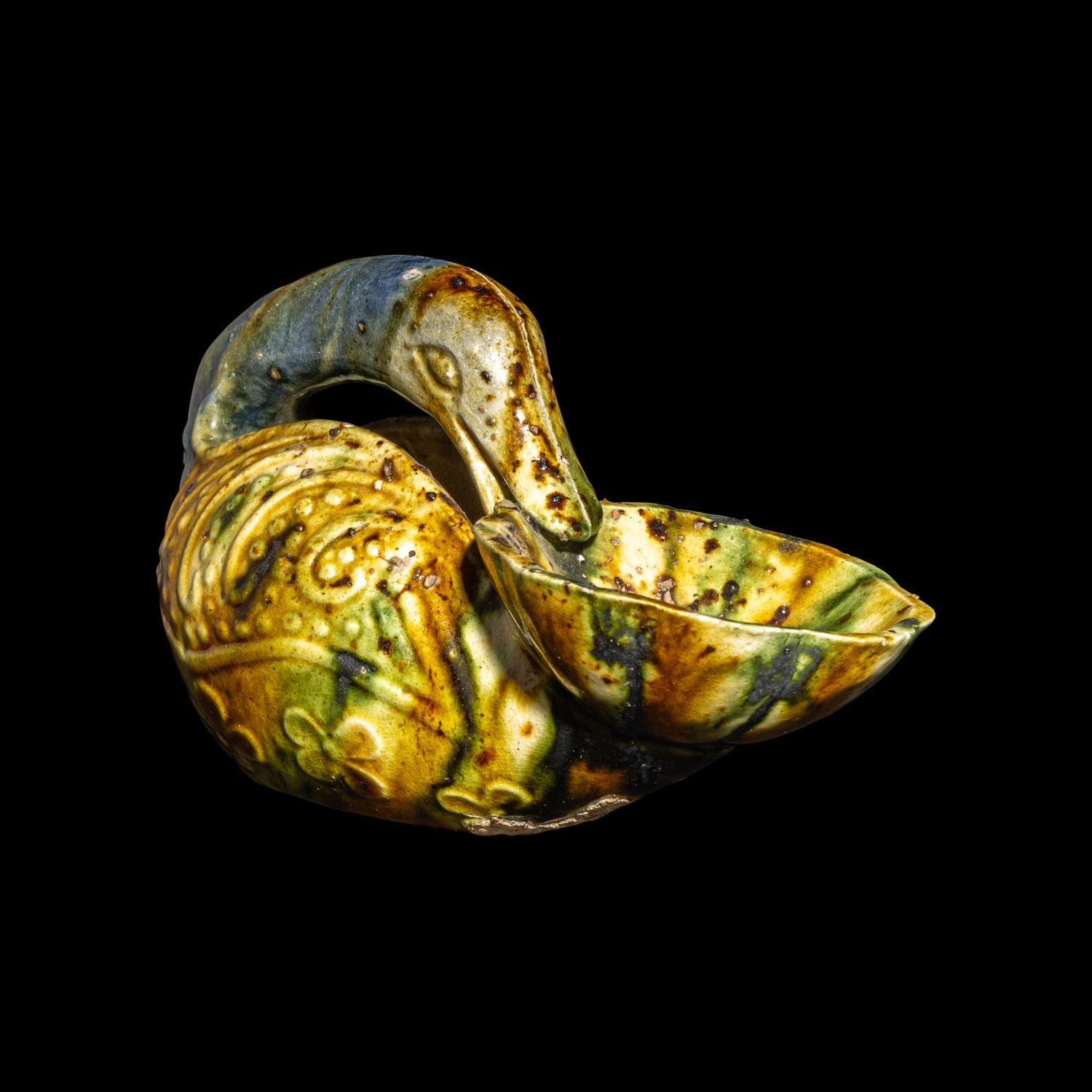 A Rare Tang Dynasty Style Sancai Glazed Duck-Form Vessel