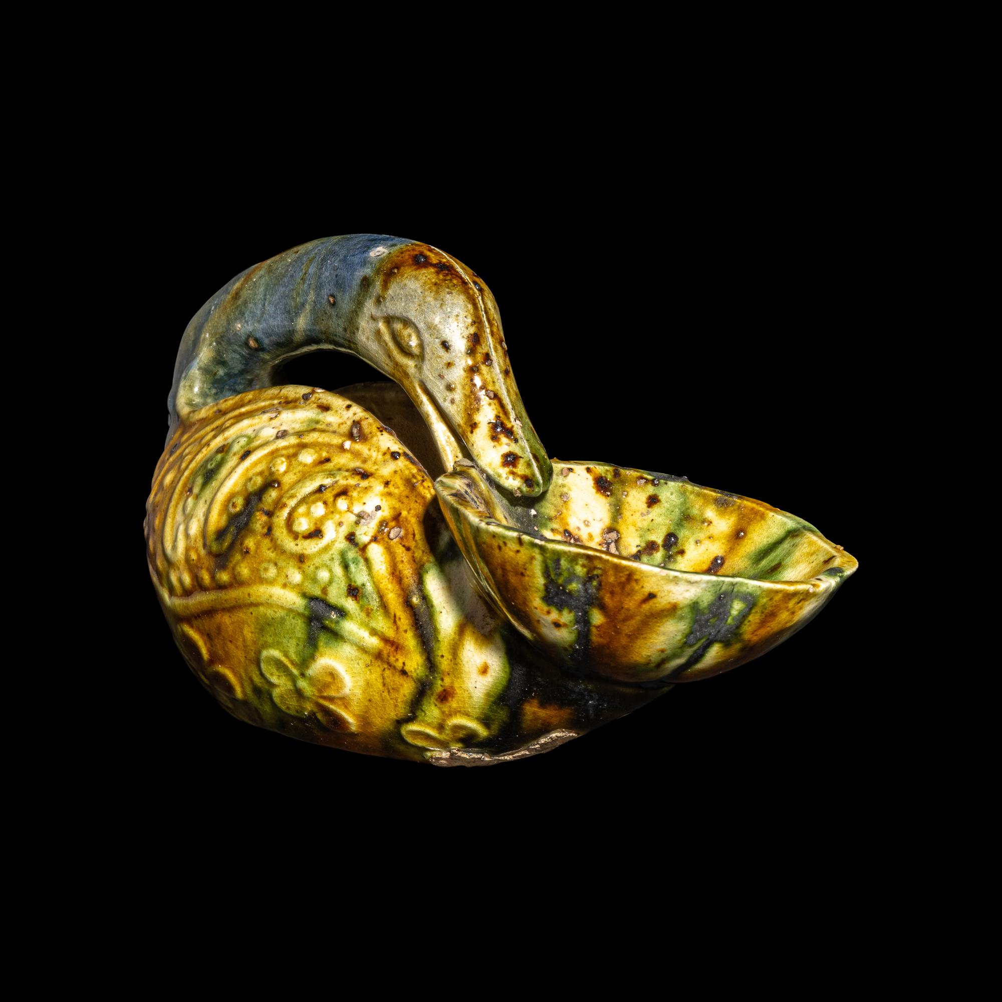 A Rare Tang Dynasty Style Sancai Glazed Duck-Form Vessel
