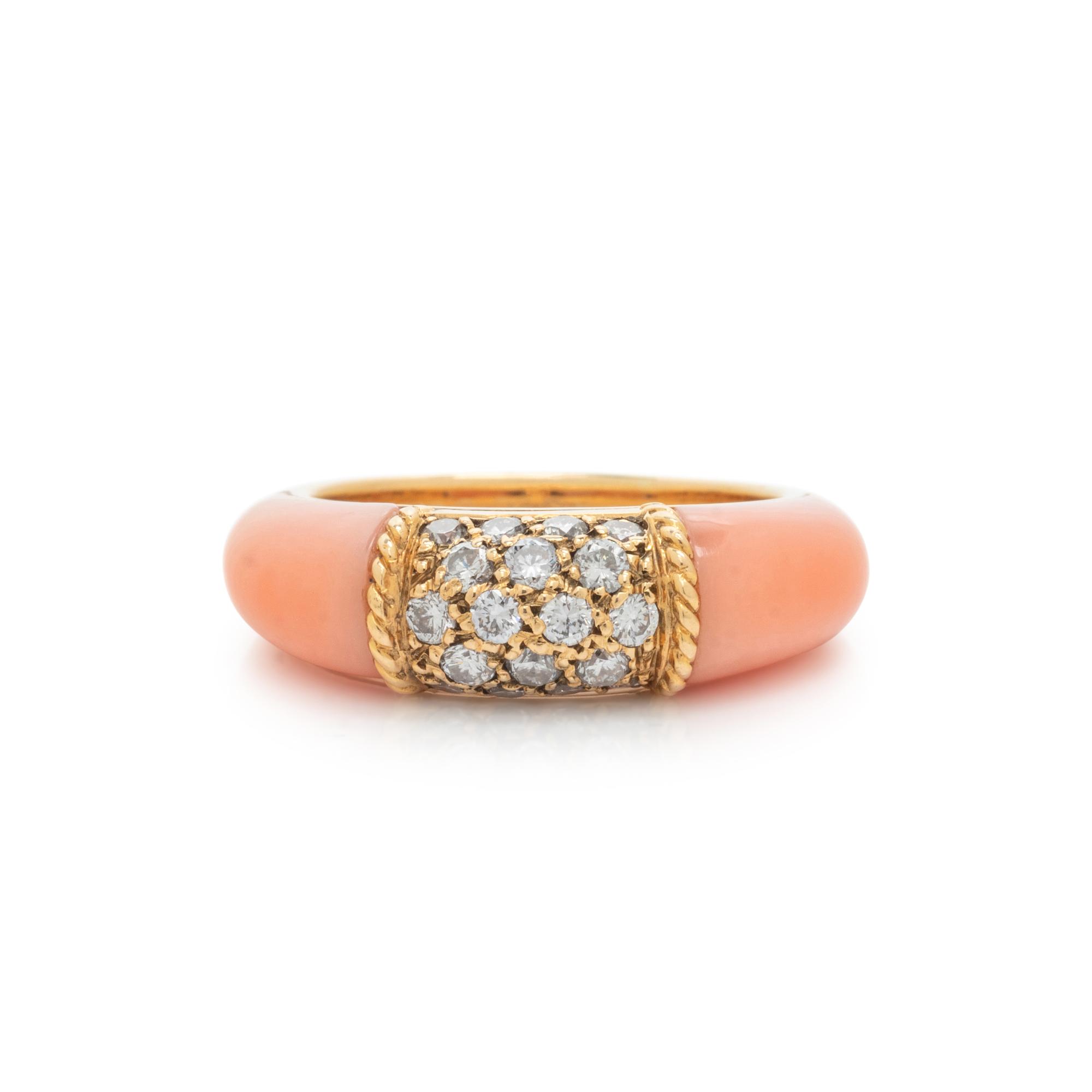 VAN CLEEF & ARPELS, YELLOW GOLD, DIAMOND AND CORAL 'PHILIPPINE' RING