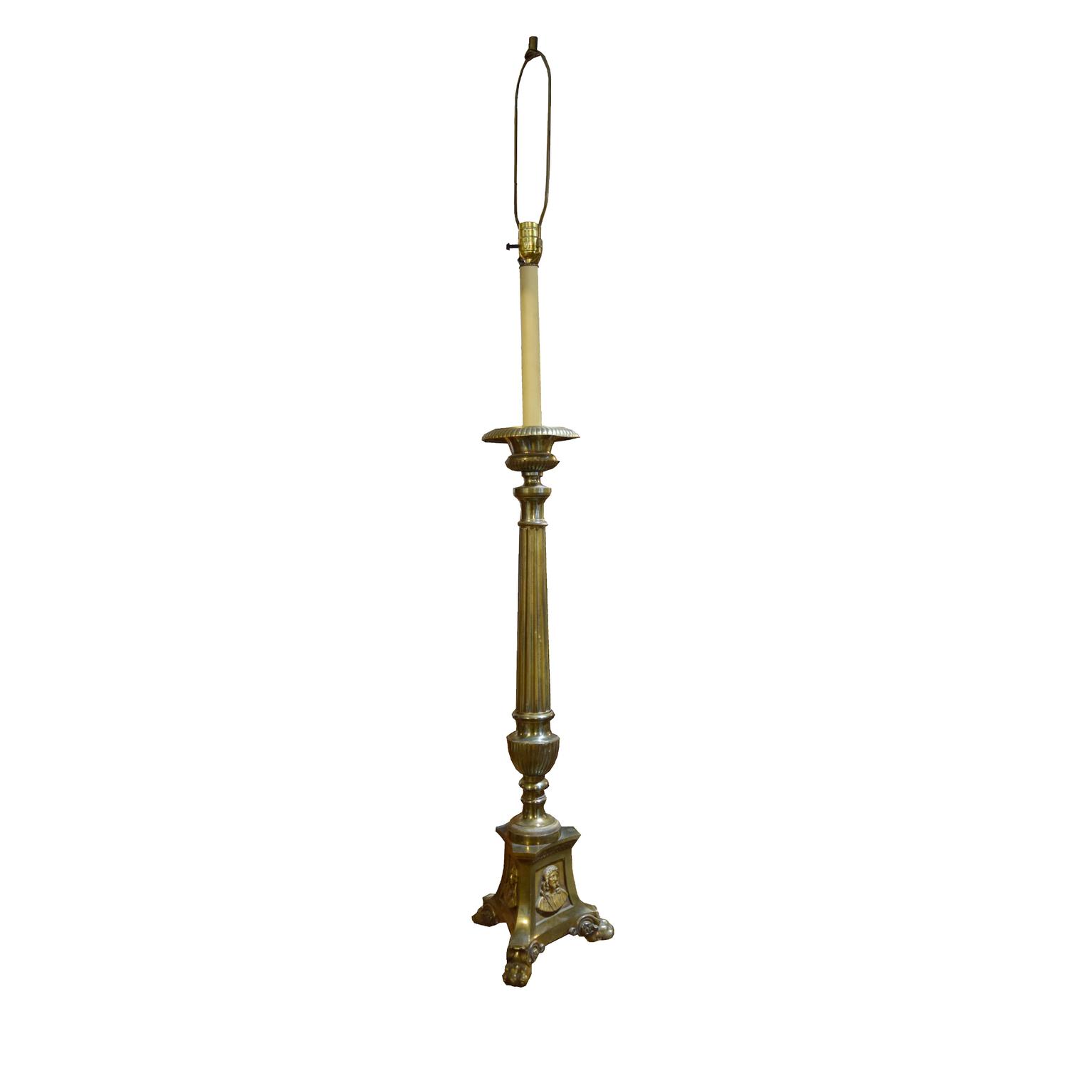 A Pair of Brass Candlestick Lamps 11" W x 11" D x 61" H — Argentina, Circa 1940