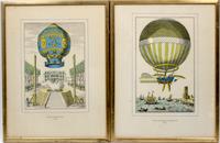 A Pair of Engravings with Hand Coloring Height 17 x width 13 inches (framed).