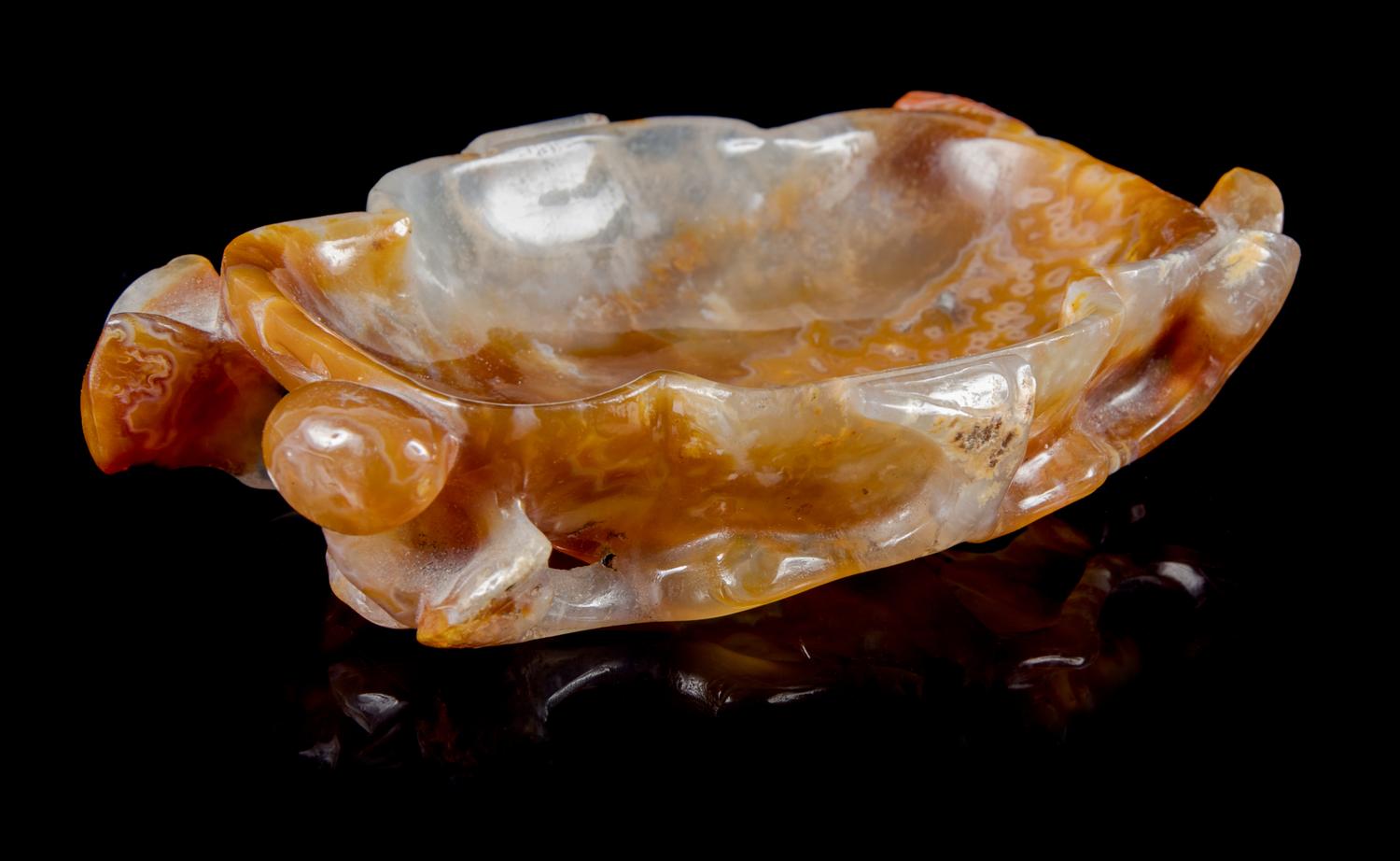 A Carved Agate Brush Washer Length 5 inches.