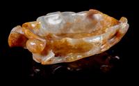 A Carved Agate Brush Washer Length 5 inches.
