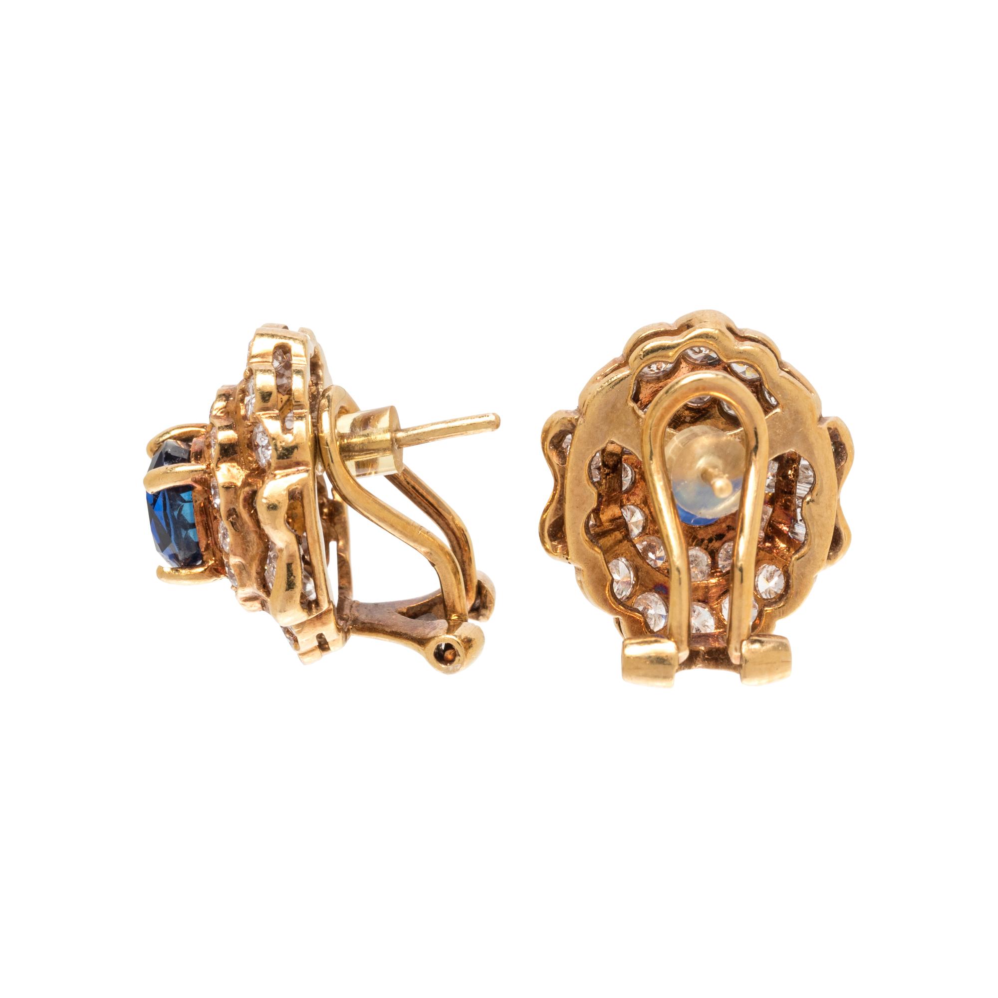 SAPPHIRE AND DIAMOND EARCLIPS