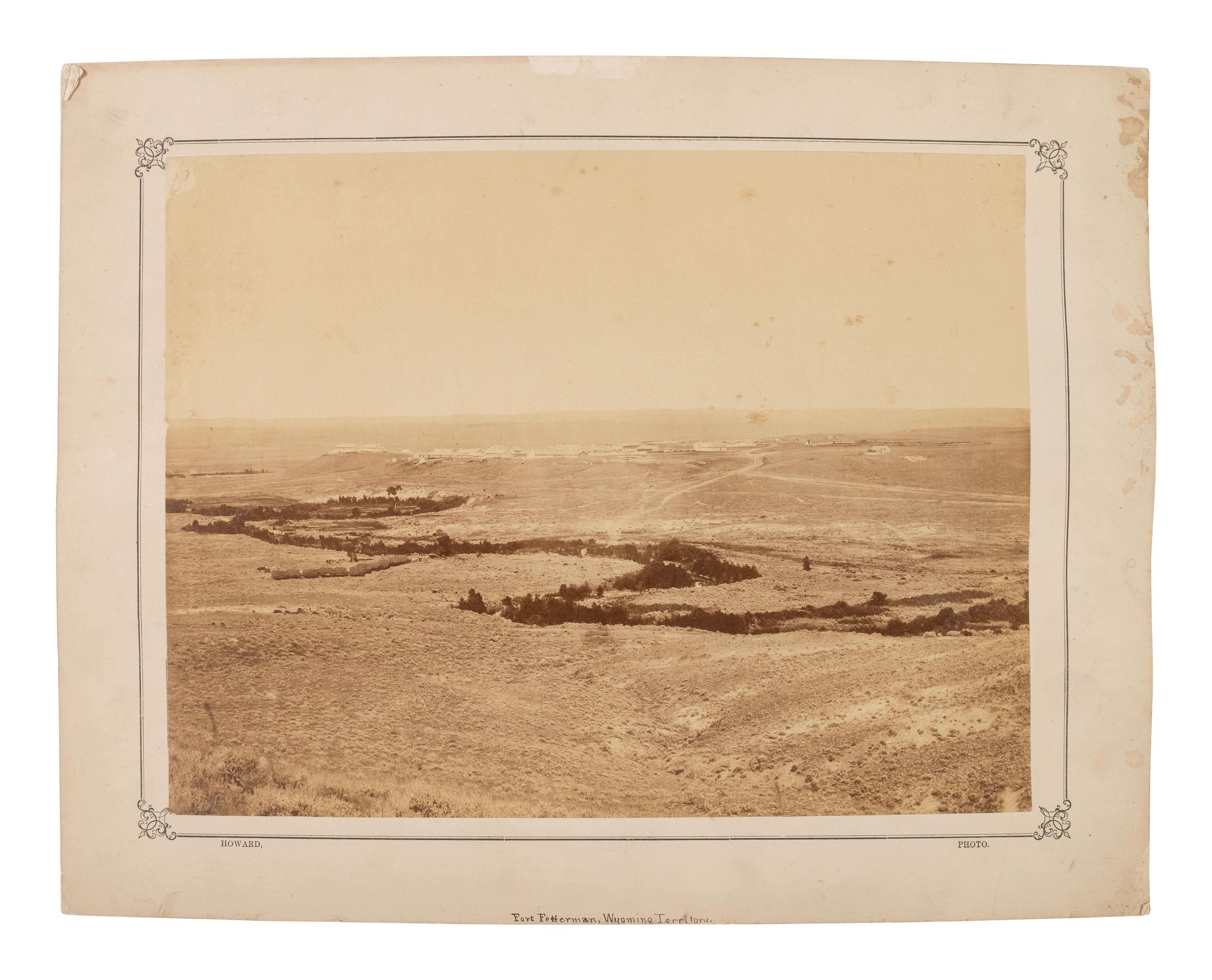 HOWARD, Charles (b. ca 1842-?), photographer. Three photographs of Fort Fetterman, Wyoming Territory, incl. camp of the 2nd Cavalry near the North Platte River.