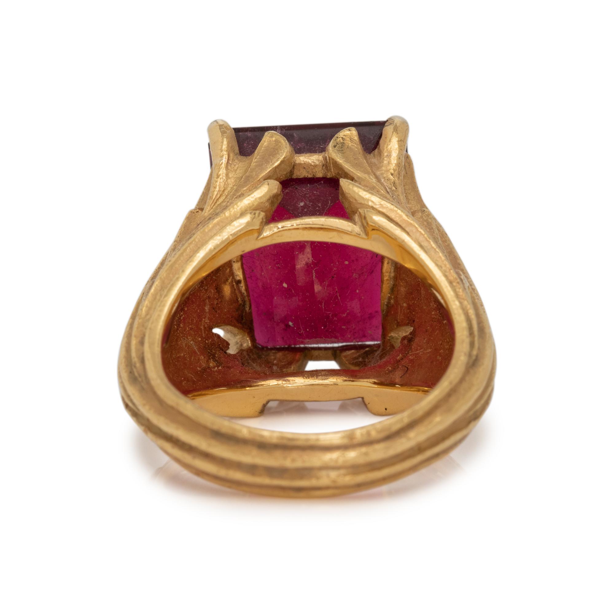 CARTIER, YELLOW GOLD AND RUBELLITE TOURMALINE RING