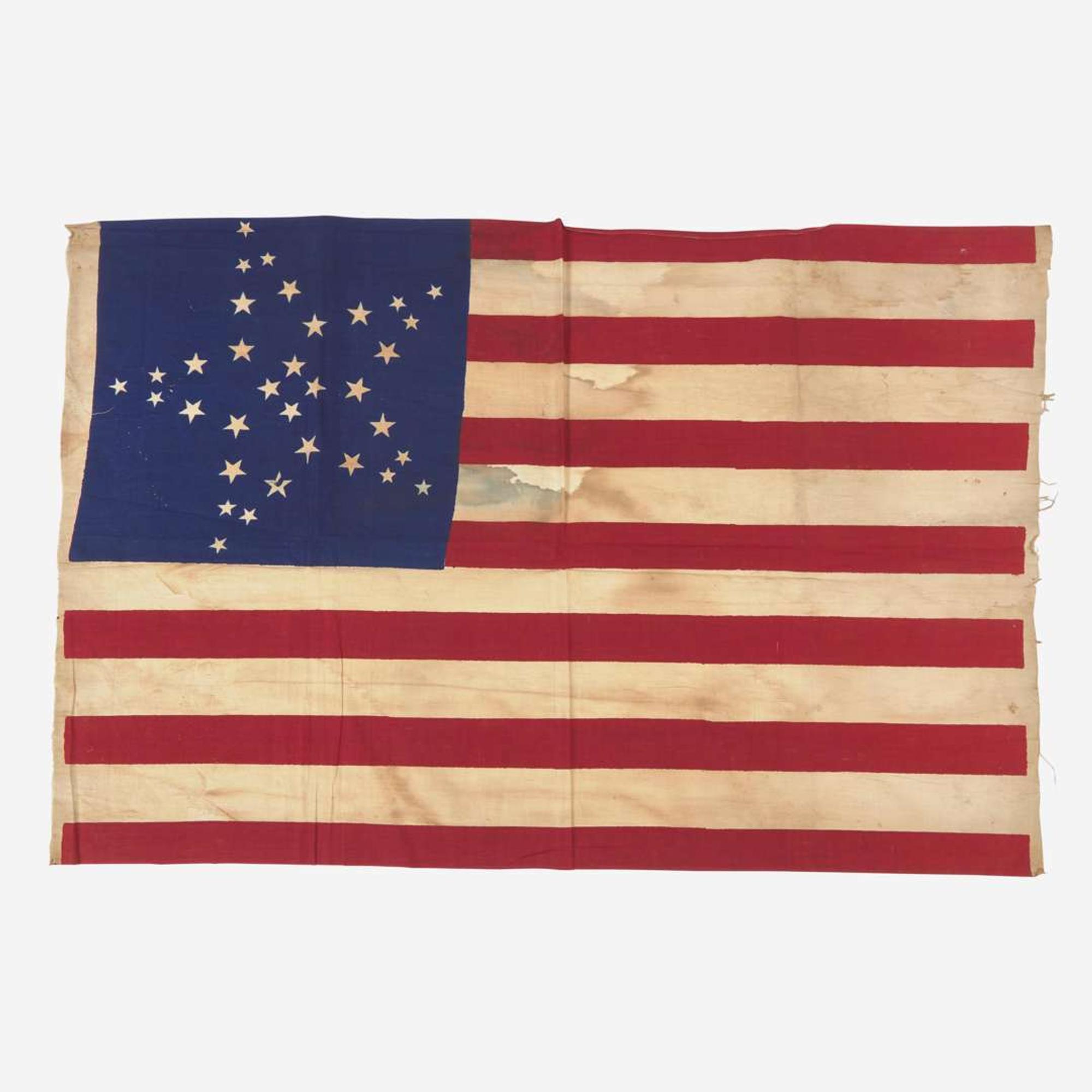A Civil War 34-Star printed "Grand Luminary" flag commemorating Kansas statehood 1861-1863