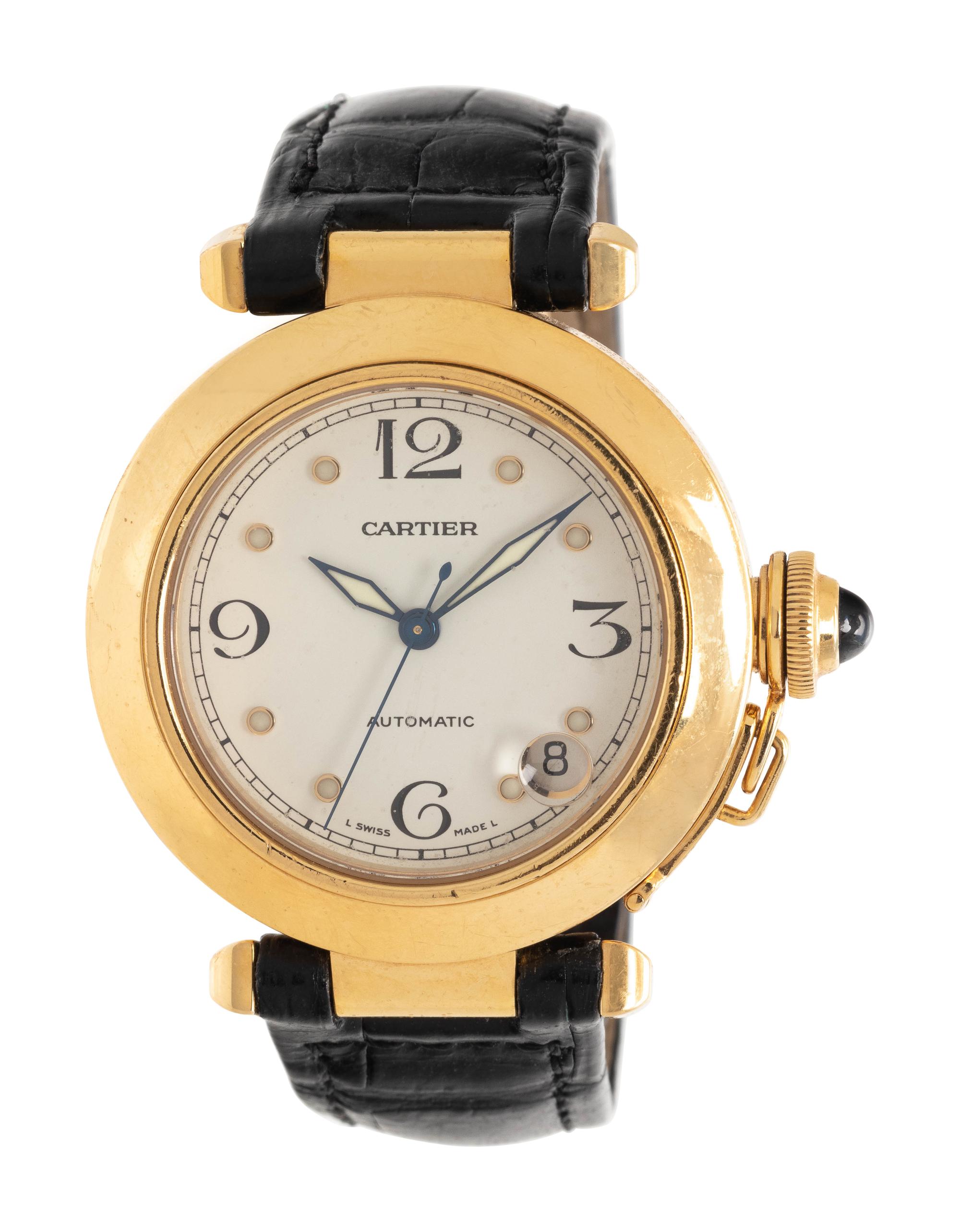 CARTIER, REF. 1035 18K YELLOW GOLD 'PASHA' WRISTWATCH