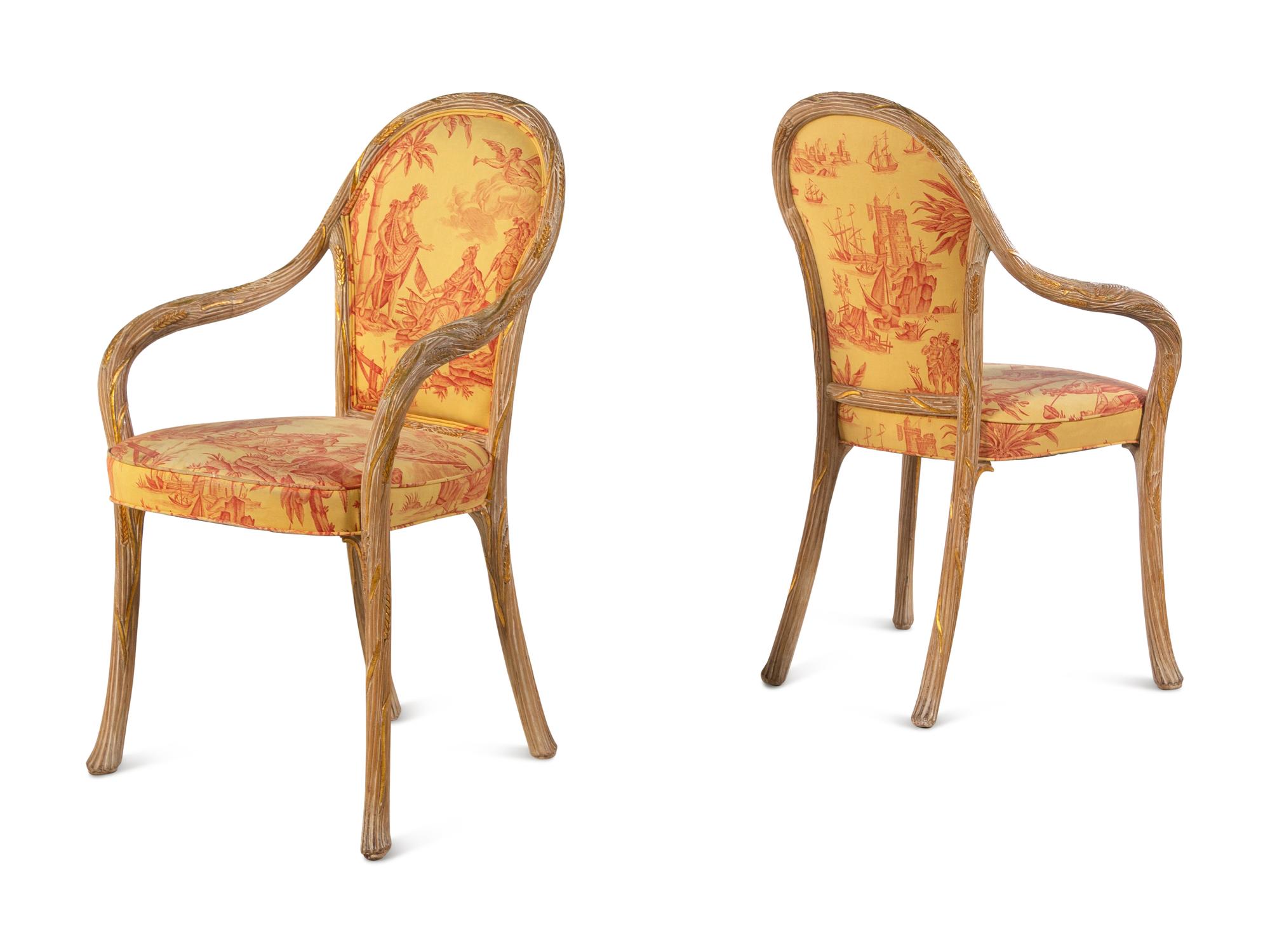A Set of Four Continental Giltwood Armchairs