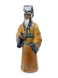 A Chinese Glazed Pottery Figure of a Sage