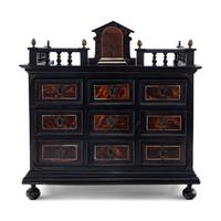 A Dutch Ebonized and Tortoise-Shell Veneered Jewelry Cabinet