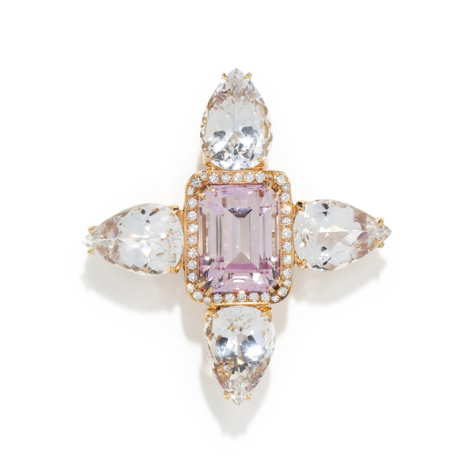 MULTIGEM AND DIAMOND BROOCH