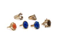 COLLECTION OF YELLOW GOLD AND GEMSTONE RINGS