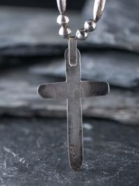 Navajo Stamped Silver and Turquoise Cross