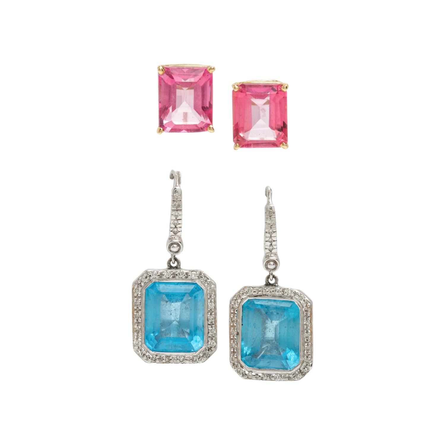 Two Pairs of Multigem Earrings