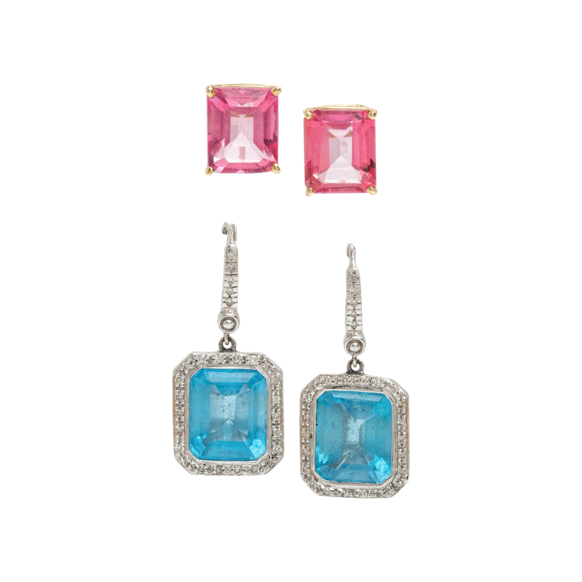 Two Pairs of Multigem Earrings