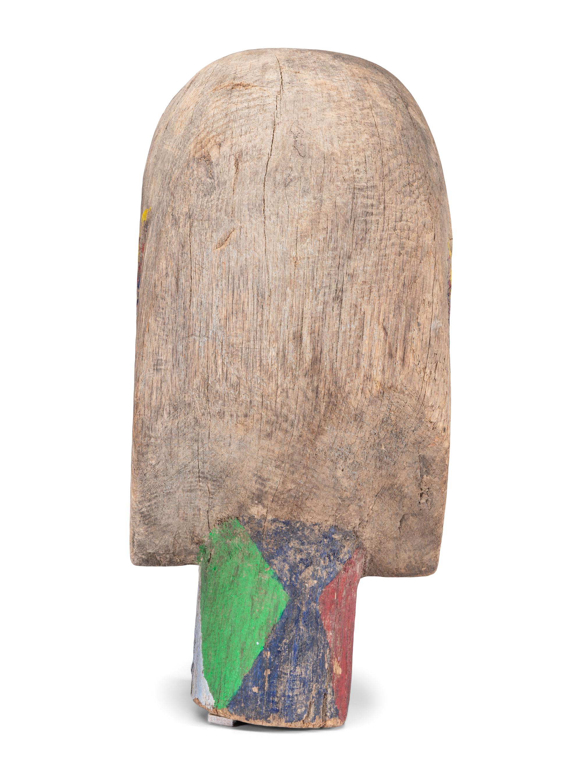 Carved and Painted Wood Head