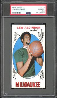 A 1969 Topps Lew Alcindor / Kareem Abdul-Jabbar Rookie Baseball Card No. 25 (PSA 4.5 VG/EX+)