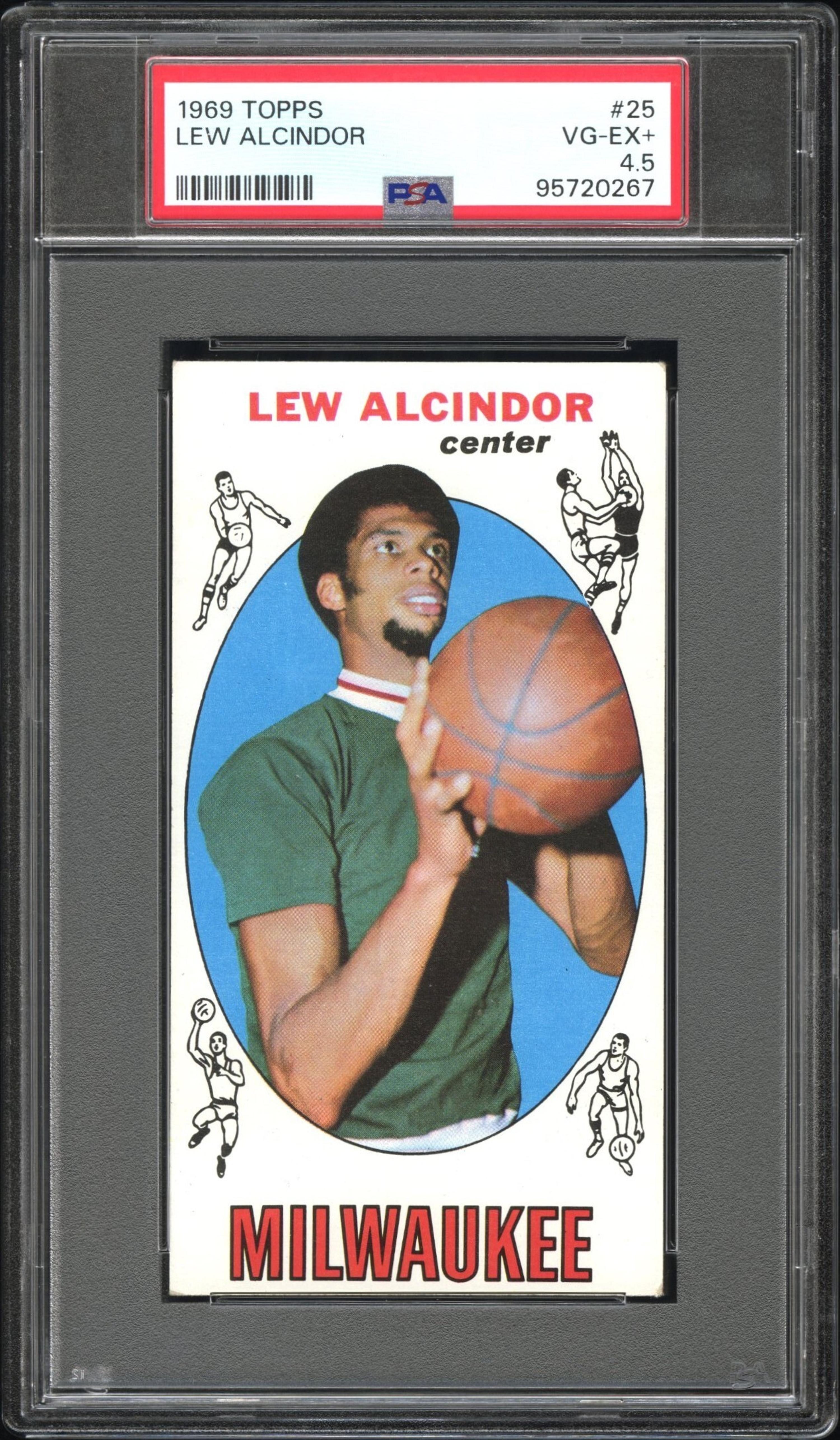 A 1969 Topps Lew Alcindor / Kareem Abdul-Jabbar Rookie Baseball Card No. 25 (PSA 4.5 VG/EX+)