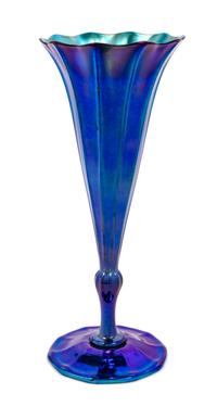 Tiffany Studios, EARLY 20TH CENTURY, Favrile glass vase, of trumpet form in blue iridescence