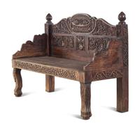 An Indian Carved Wood Bench
